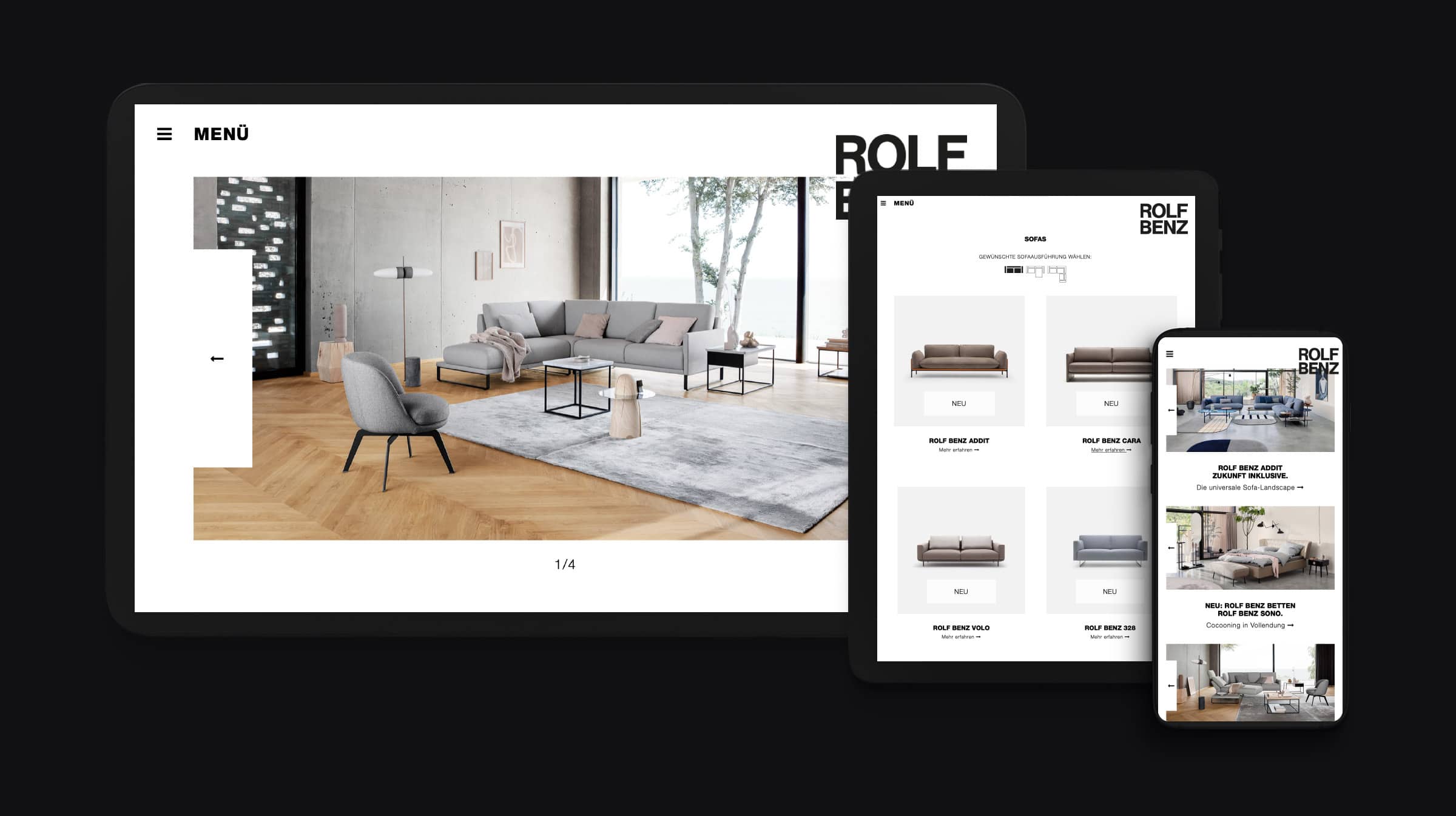 Rebranding Digitaler Markenauftritt Rolf Benz Webiste-Mockup
