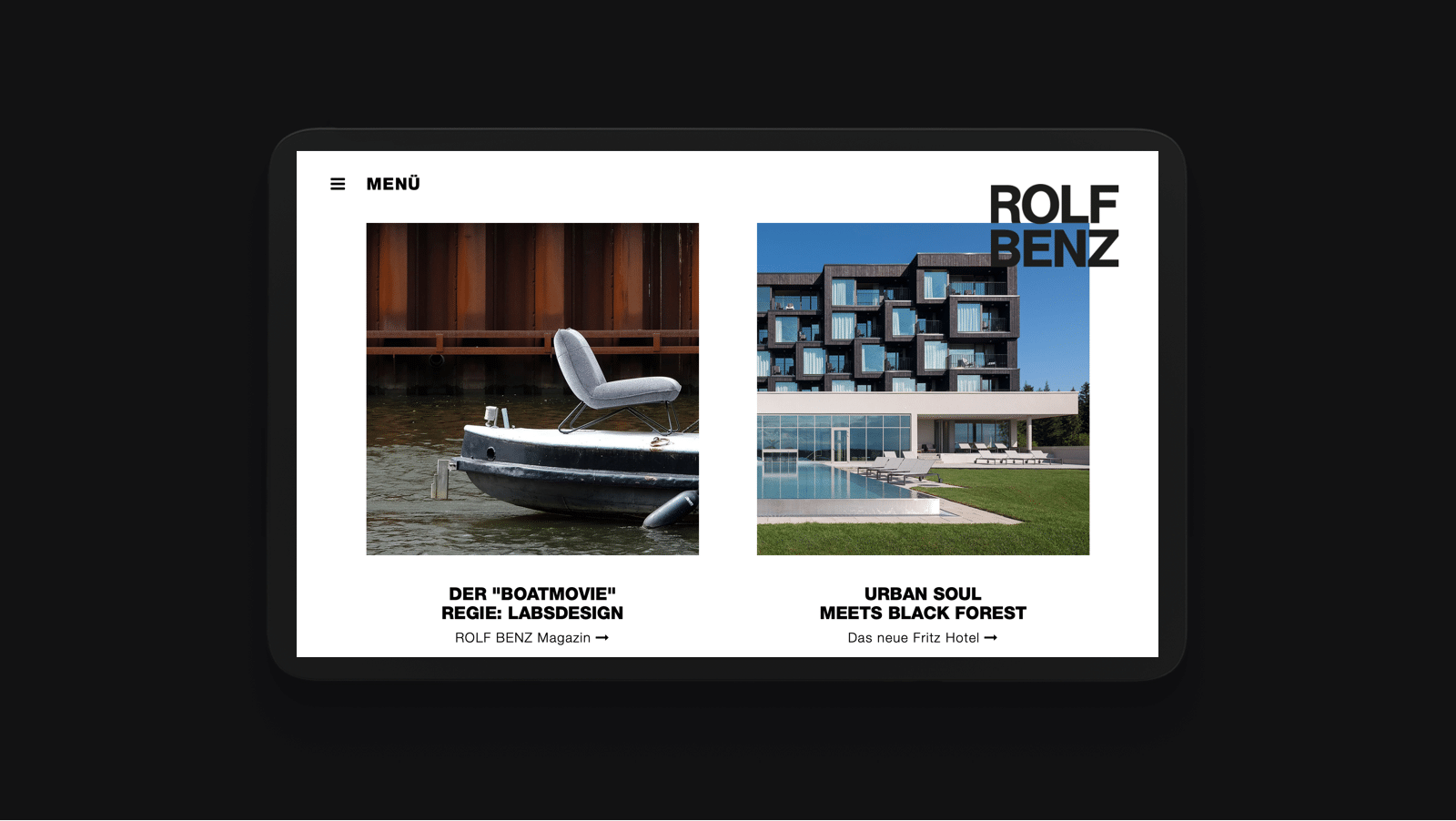 Rolf Benz Mockup as part of the digital brand presence