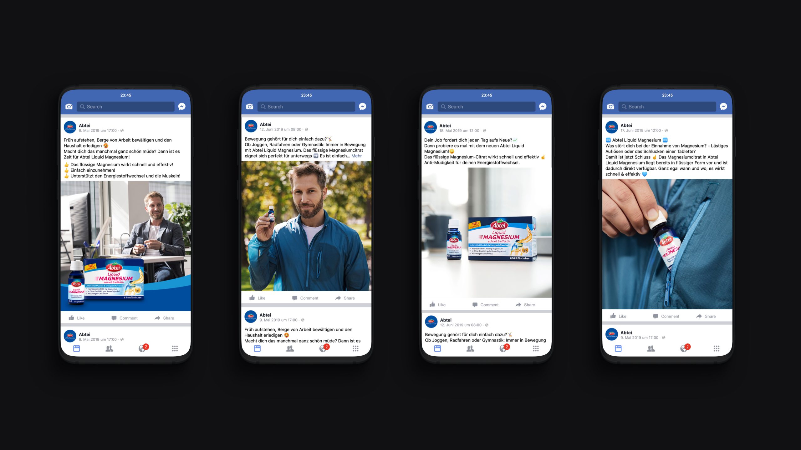 Smartphone Mockups mit Abtei Facebook Posts für eine Kommunikationskampagne