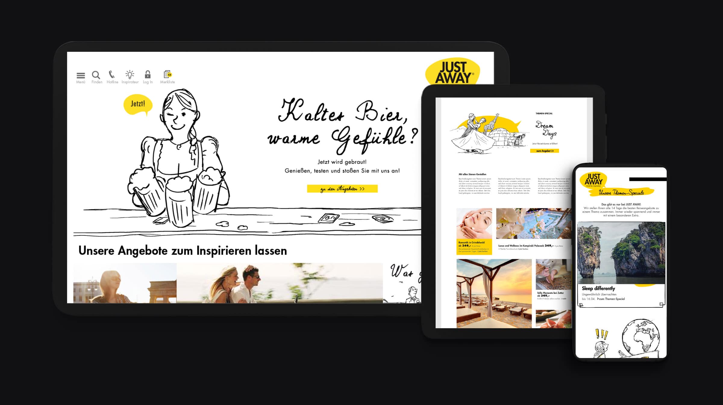 Just Away Mockups im Rahmen einer Brandingkampagne