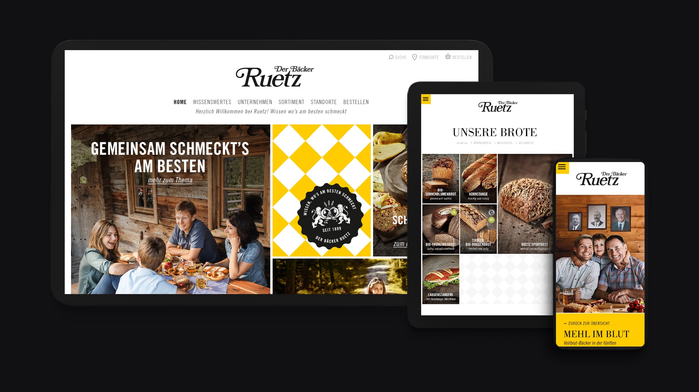 Marken-Relaunch der Bäckerei Ruetz Website-Mockup