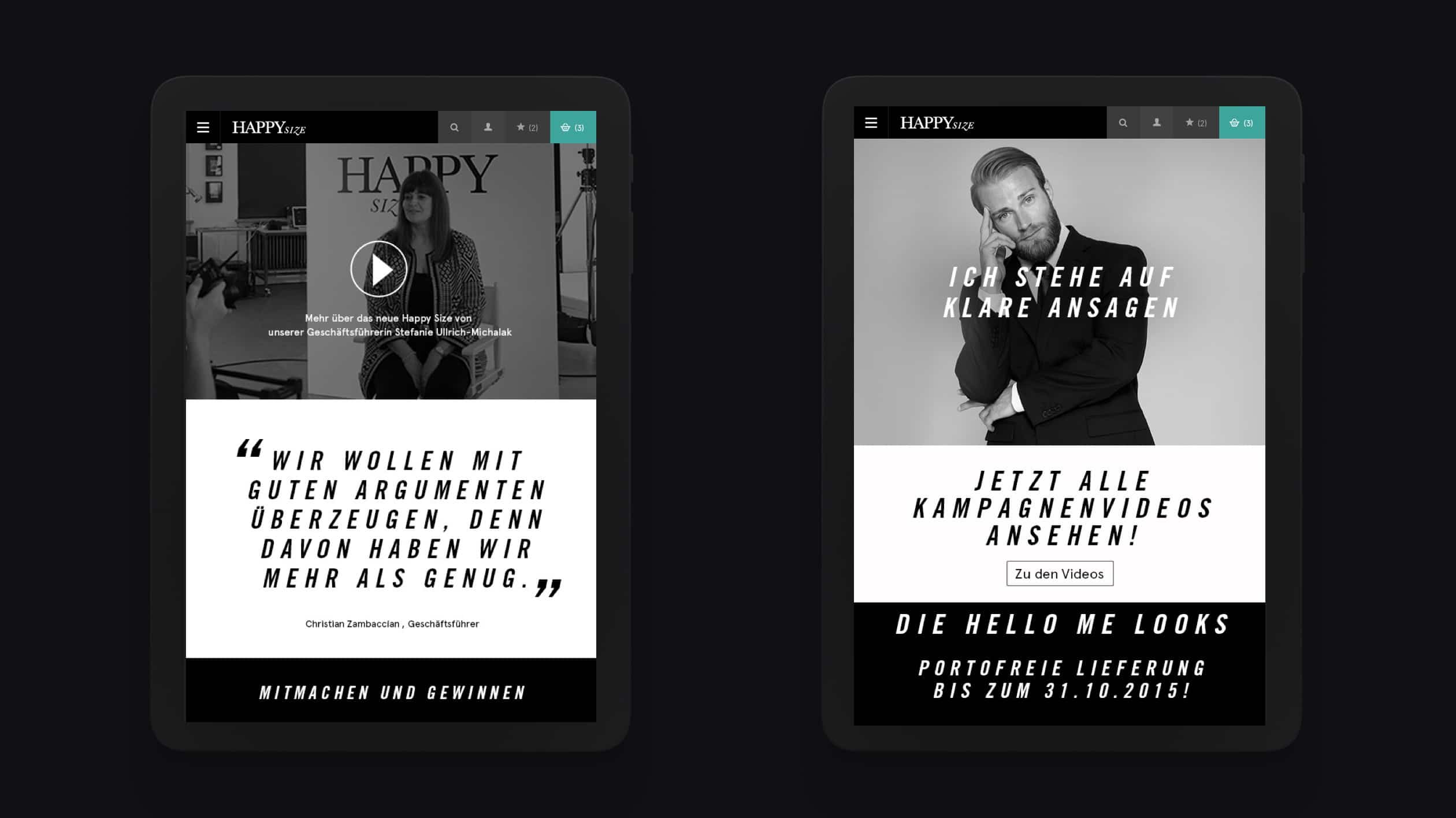 Happy Size Markenrelaunch Mockup auf dem iPad